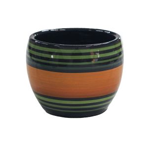Vaso decorativo contemporâneo verde listrado