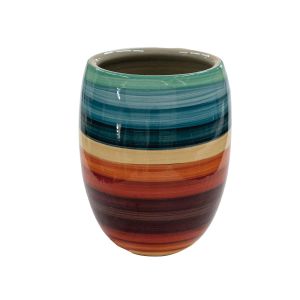 Vaso decorativo de cerâmica pintado a mão
