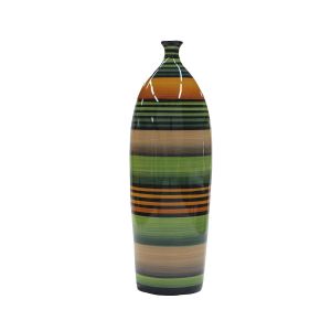 Vaso garrafa contemporâneo verde listrado