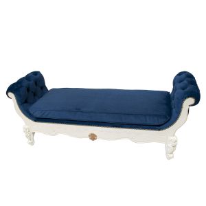 Recamier Préciosité c/ Capitonê e Tachas - Branco com Dourado Soléil
