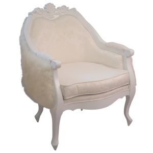 Poltrona Leroy Victorine - Branco com Pelos