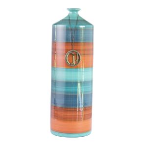 Vaso G - Turquesa com Laranja - Alto Brilho - Carolina Haveroth