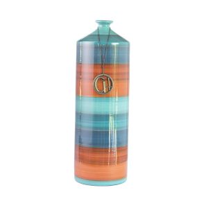 Vaso M - Turquesa com Laranja - Alto Brilho - Carolina Haveroth