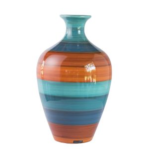Vaso Bojudo P - Turquesa com Laranja - Alto Brilho - Carolina Haveroth