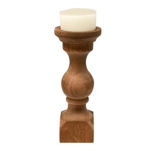 Castiçal Toscana Em Madeira e vela com Aroma de Canela- Wood