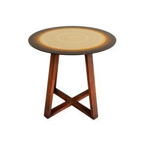 mesa de centro laranja artesanal pintado a mão