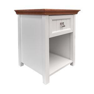 Mesa de Cabeceira Unique - Base Cor Branco com Tampo Freijó