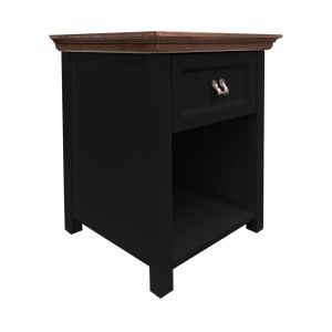 Mesa de Cabeceira Unique - Base Cor Preto com Tampo Freijó