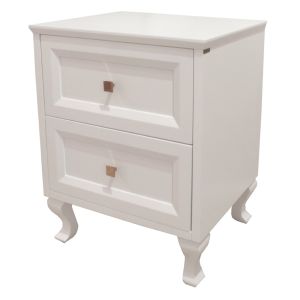 Mesa de Cabeceira Louvre com Pés Luís XV - Branco