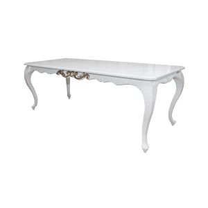 Mesa de Jantar Provençal Retangular Branca Entalhada