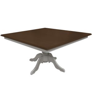 Mesa de Jantar Clássica Quadrada Cinza Claro c/ Tampo Amadeirado 