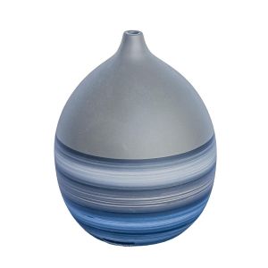vaso de cerâmica azul artesanal pintado a mão