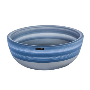 vaso de cerâmica azul artesanal pintado a mão
