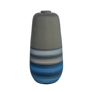 vaso de cerâmica azul artesanal pintado a mão