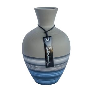 vaso de cerâmica azul artesanal pintado a mão