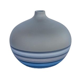 vaso de cerâmica azul artesanal pintado a mão