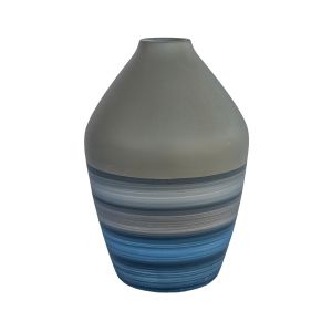 Vaso de cerâmica azul artesanal pintado a mão