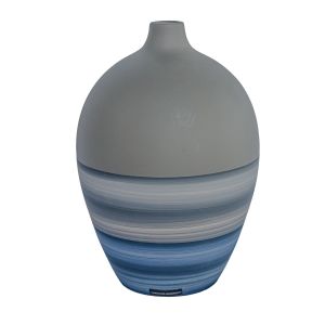 vaso de cerâmica azul artesanal pintado a mão