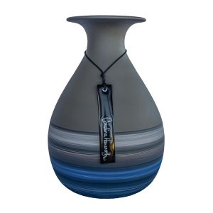 vaso de cerâmica azul artesanal pintado a mão