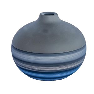 vaso de cerâmica azul artesanal pintado a mão
