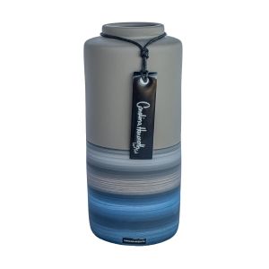 vaso de cerâmica azul artesanal pintado a mão