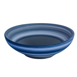 vaso de cerâmica azul artesanal pintado a mão