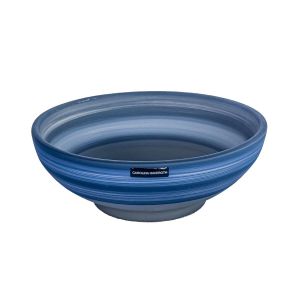 vaso de cerâmica azul artesanal pintado a mão