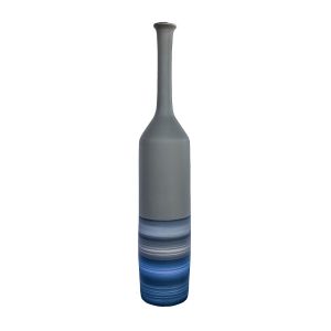 vaso de cerâmica azul artesanal pintado a mão