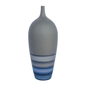 vaso de cerâmica azul artesanal pintado a mão