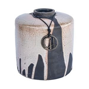 vaso de cerâmica branco artesanal pintado a mão