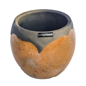 vaso de cerâmica laranja artesanal pintado a mão