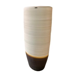 vaso de cerâmica laranja  artezanal  pintado a mao