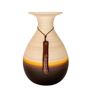 vaso de cerâmica laranja artesanal pintado a mão