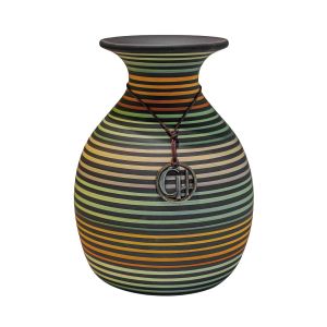 Vaso Bojudo com aba decorativo em Cerâmica