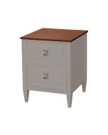 mesa de cabeceira classica bege amadeirada
